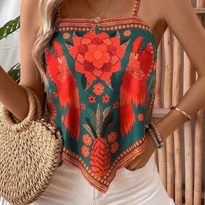 Spaghetti Strap Casual Floral Print Camisole